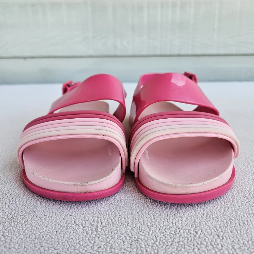 Mini Melissa Panama Slingback Buckle Sandal Girl SZ 1 Pink Ombre Rainbow
